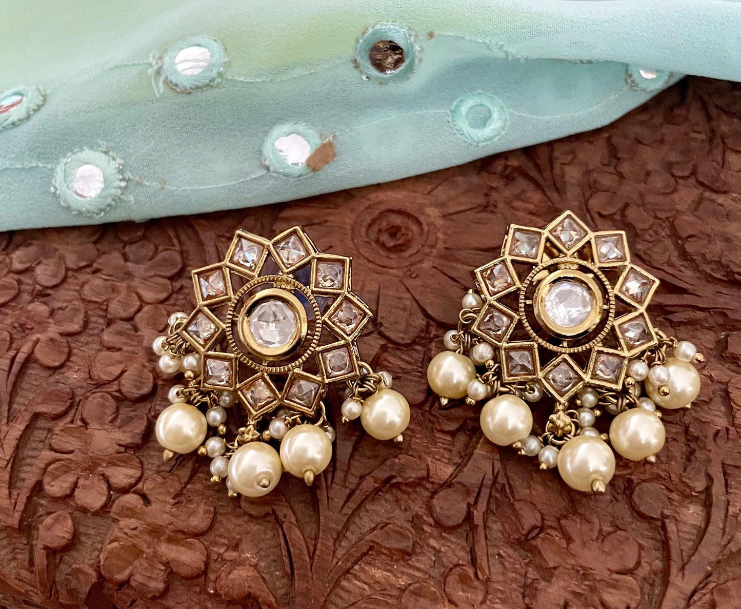 Polki and Kundan Jewelry Set with Tika/Polki Set/Kundan Set/Cocktail Jewelry Set/Polki Tika Set/Indian Jewelry Set/Wedding Set