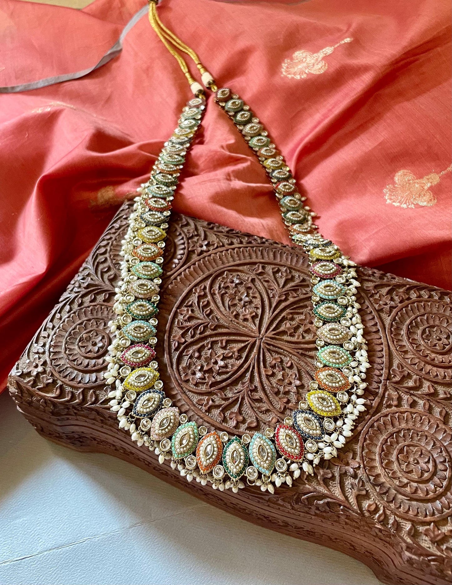 Indian Bridal Jewelry Set/Jadau Bridal Set/Multicolour Wedding Necklace Set/Navratan Set/Indian Jewelry/Sheeshpatti/Wedding Set