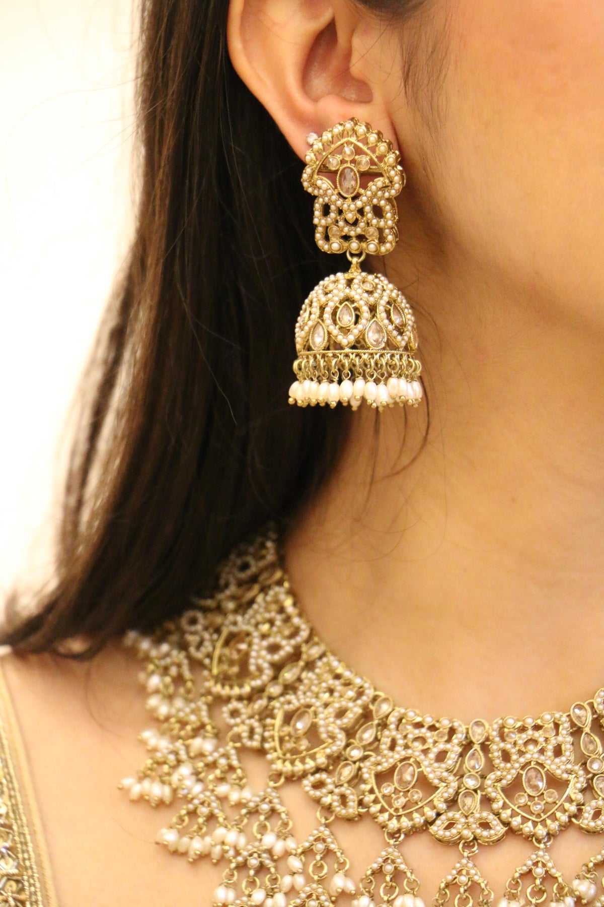 Antique Gold Polki Bridal Necklace Set