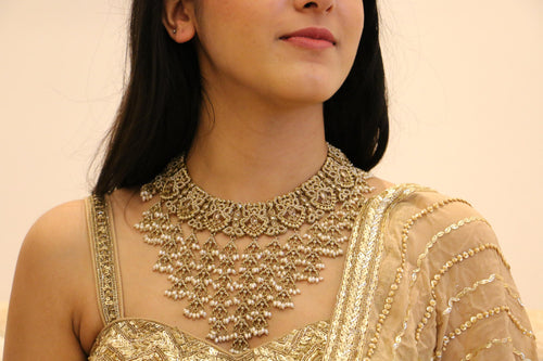 Antique Gold Polki Bridal Necklace Set