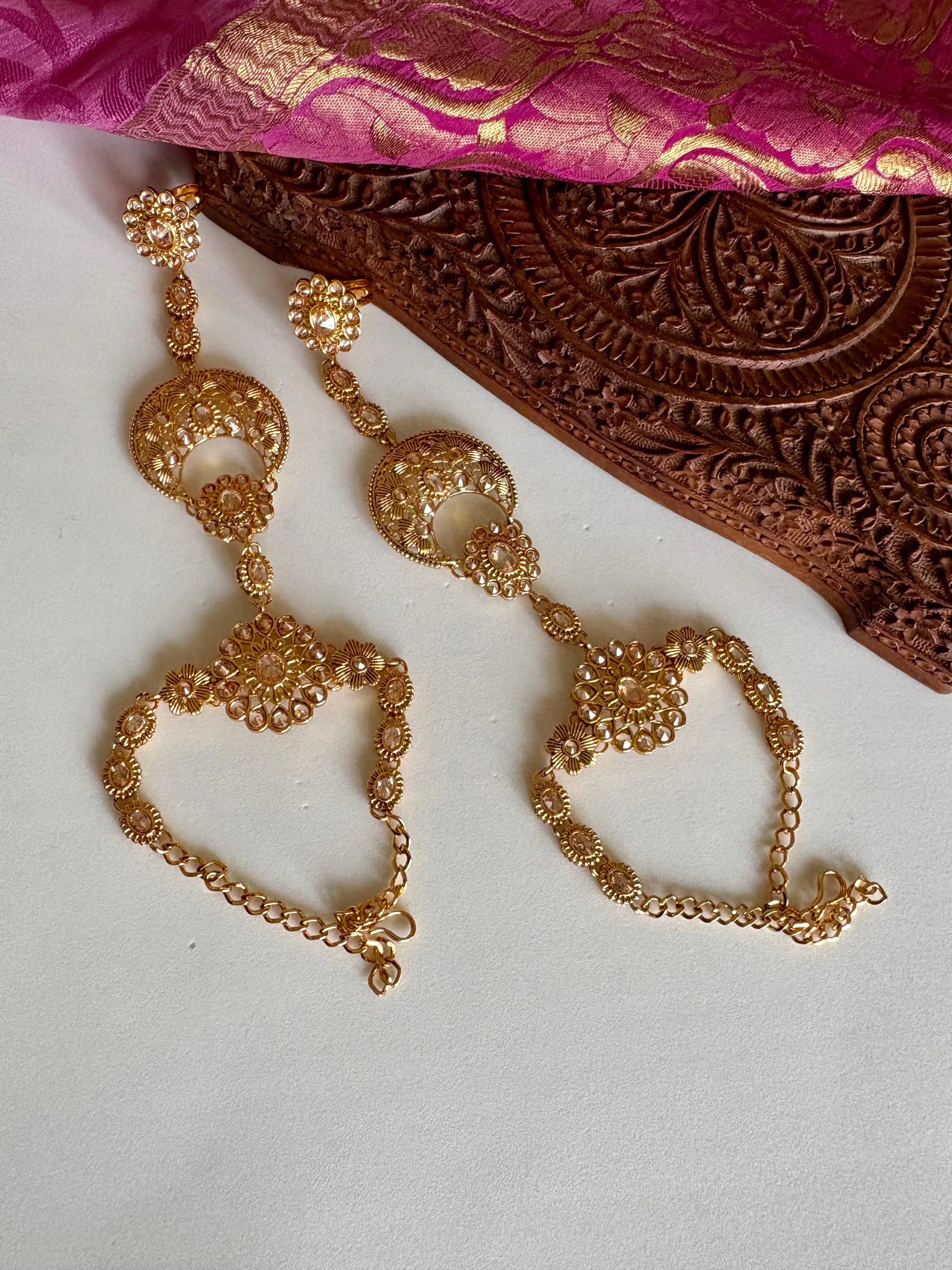 Designer Pink Full Bridal Polki Necklace Set