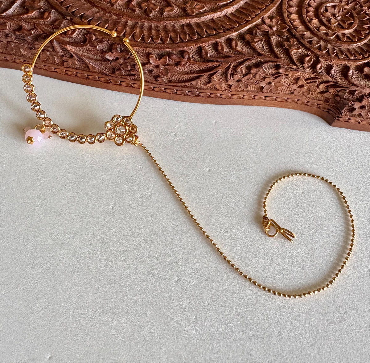 Designer Pink Full Bridal Polki Necklace Set