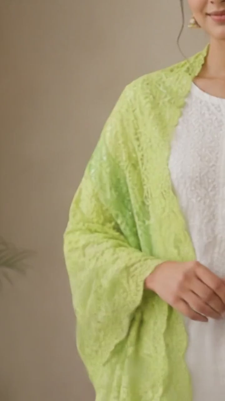 Lime Green Lace Stole