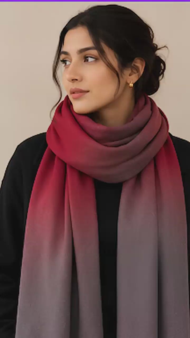 Pure hand woven Kashmiri pashmina red shaded shawl