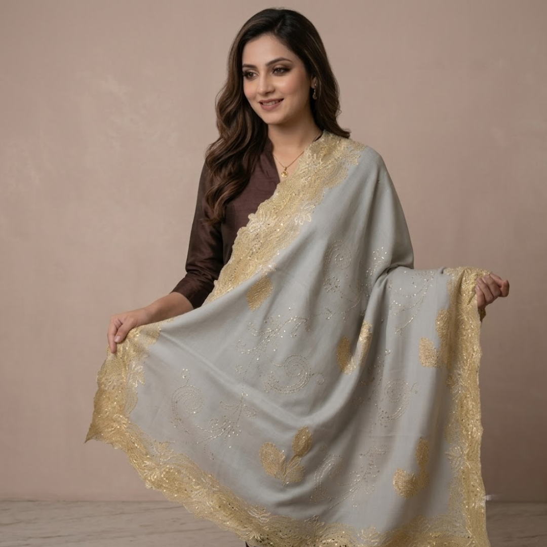 GREY-GOLD LACE STOLE
