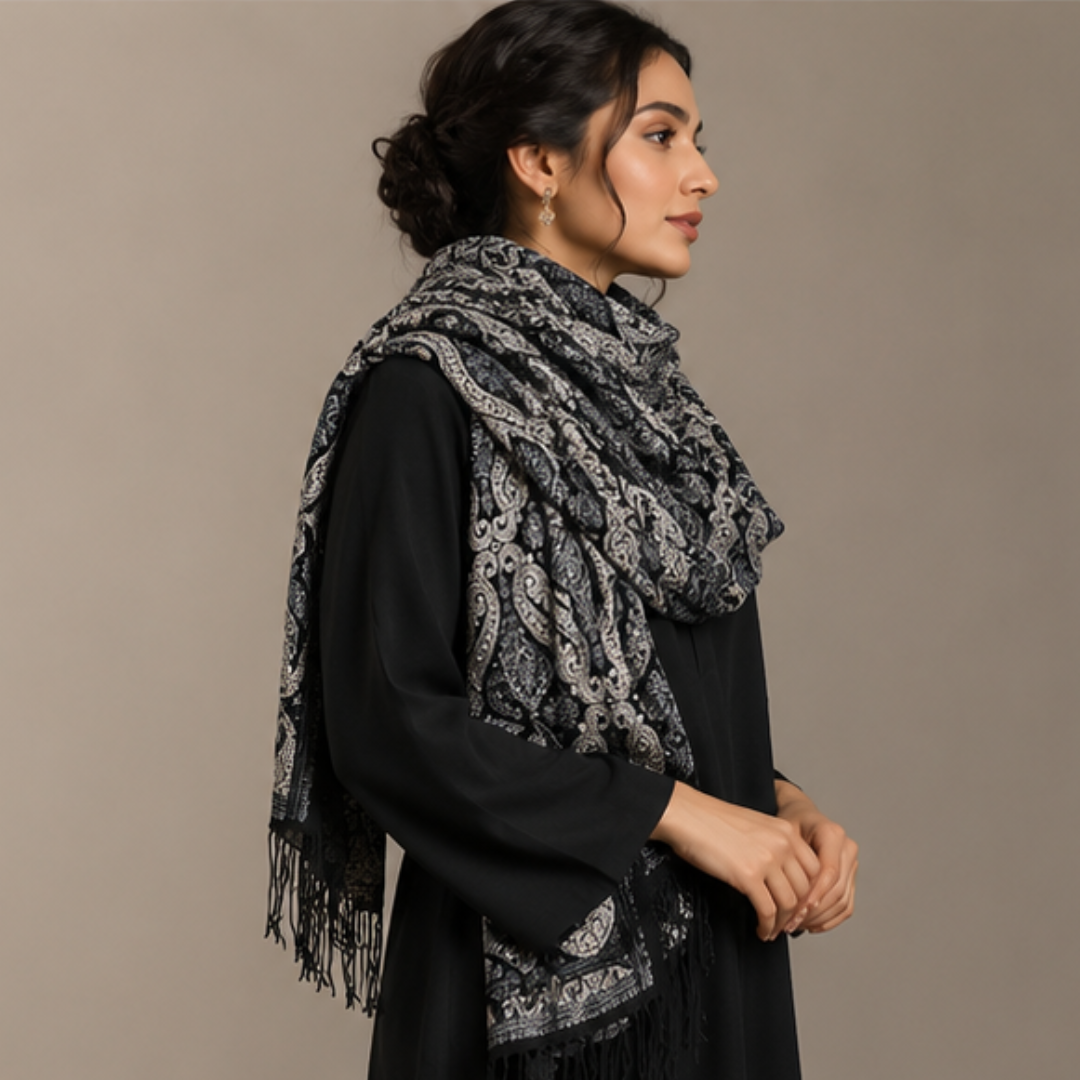 Black Full Jaal Stole