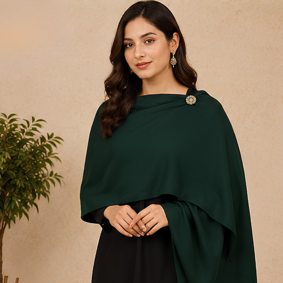 Pure hand woven Kashmiri pashmina green shaded shawl